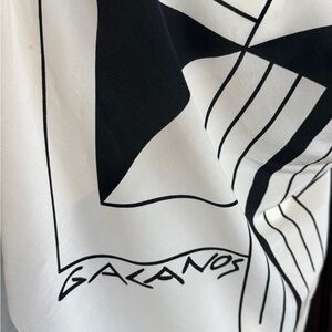 Galanos Black & White Graphic Silk Scarf